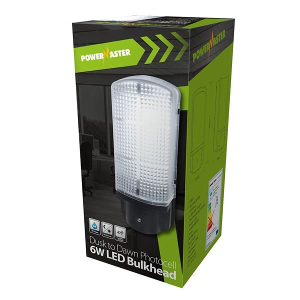 POWERMASTER 6W LED POLYCARBONATE BULKHEAD WITH PHOTOCELL