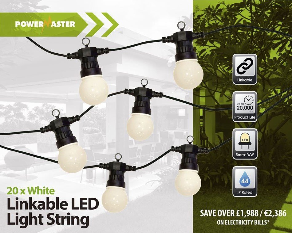 POWERMASTER LED 20 WHITE 3W GLOBE FESTOON