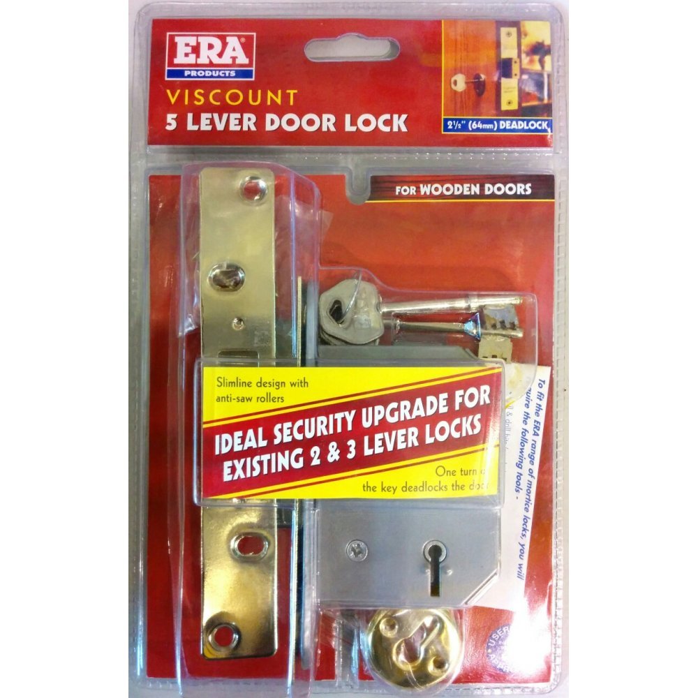 ERA 2 1/2" 5 LEVER BRASS DEADLOCK