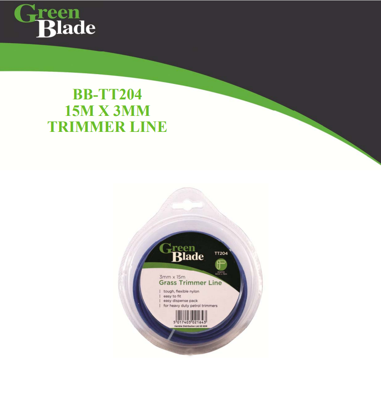 GREEN BLADE 3MM X 15MTR GRASS TRIMMER LINE