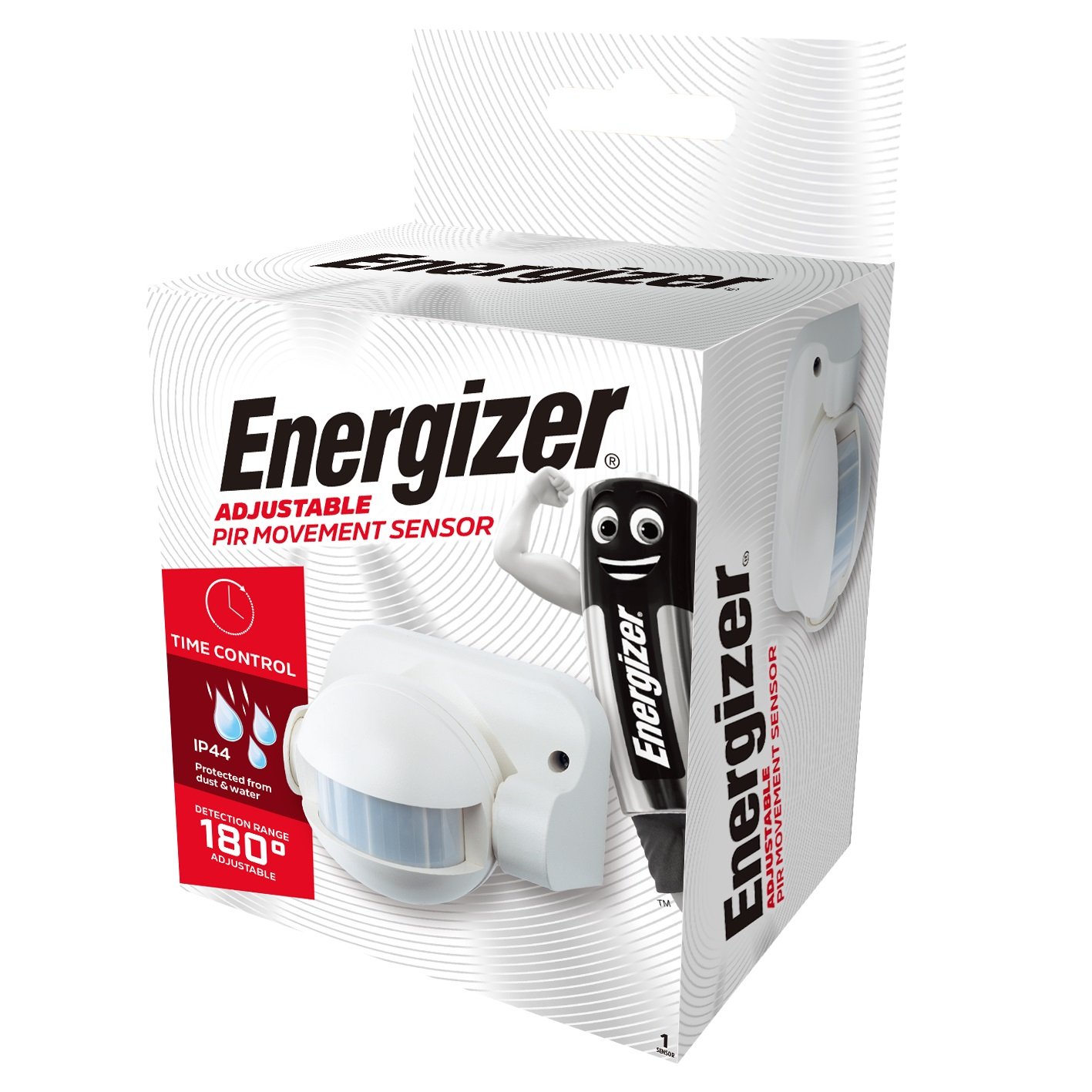 ENERGIZER IP44 ADJUSTABLE MOVEMENT SENSOR 180 DEGREE WHITE