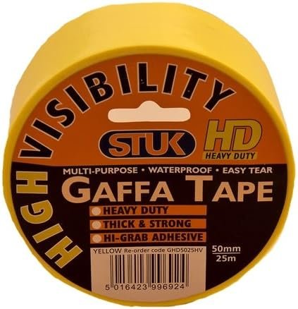 STUK GAFFA TAPE HI-VIS YELLOW 50MM X 25MTR