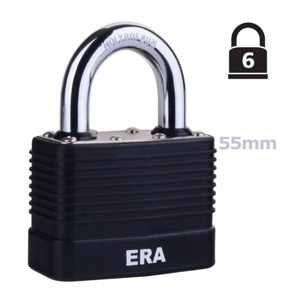 ERA 55 MM BLACK LAMINATED PADLOCK