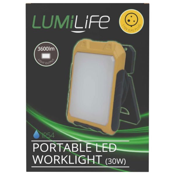 LUMILIFE 30W LED PORTABLE WORKLIGHT 110V IP54 3600 LUMEN