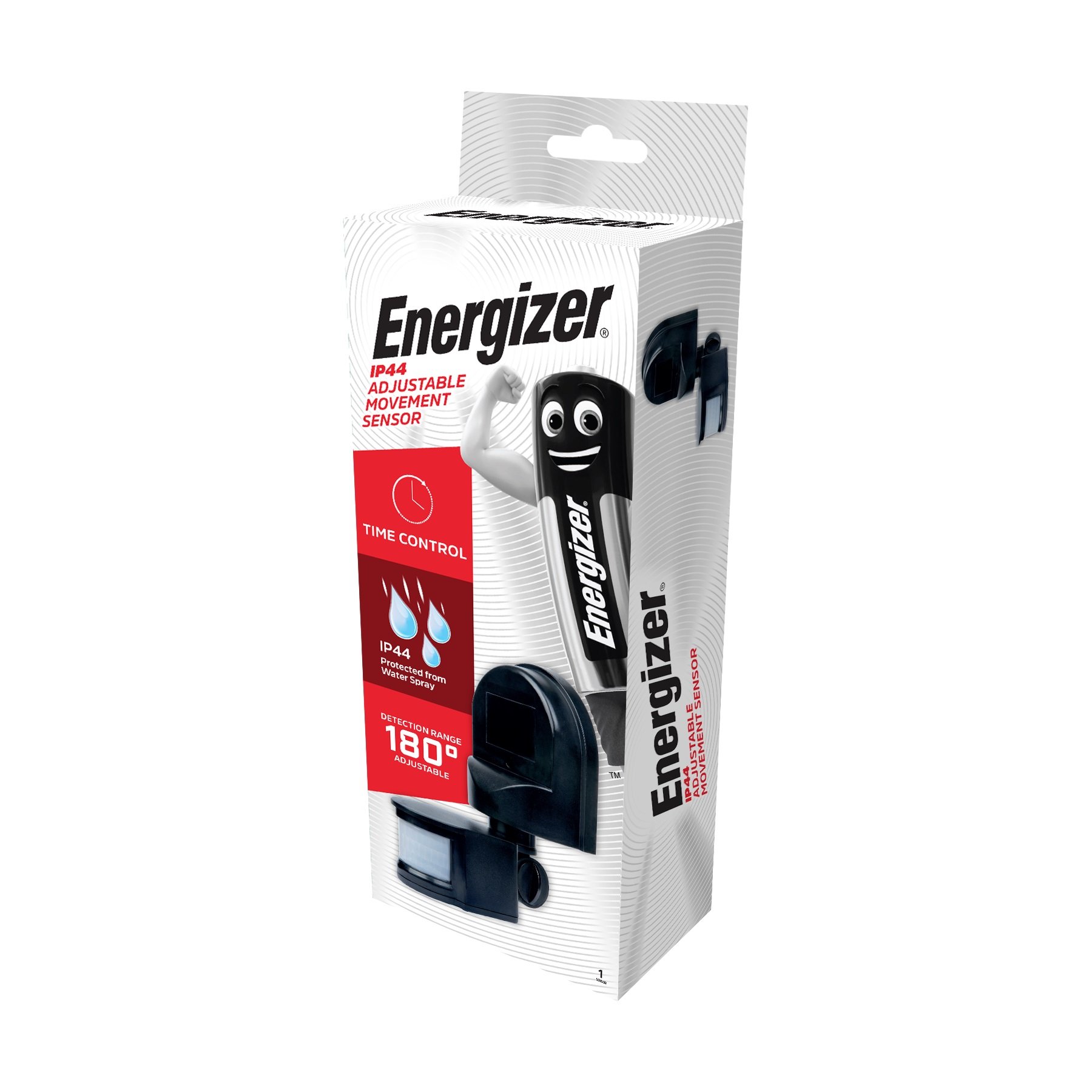 ENERGIZER IP44 ADJUSTABLE MOVEMENT SENSOR 180 DEGREE BLACK