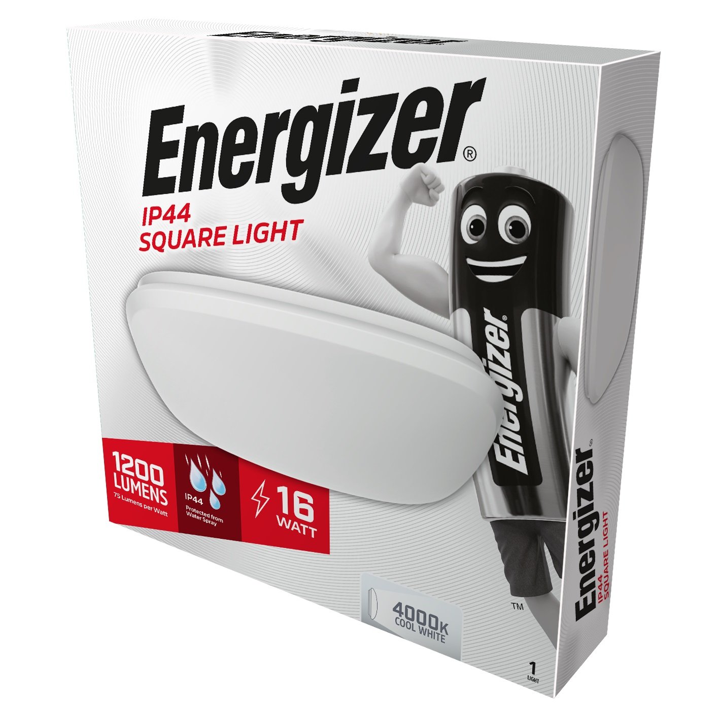 ENERGIZER 16W LED IP44 INDOOR/OUTDOOR SQUARE LIGHT 1200 LUMENS